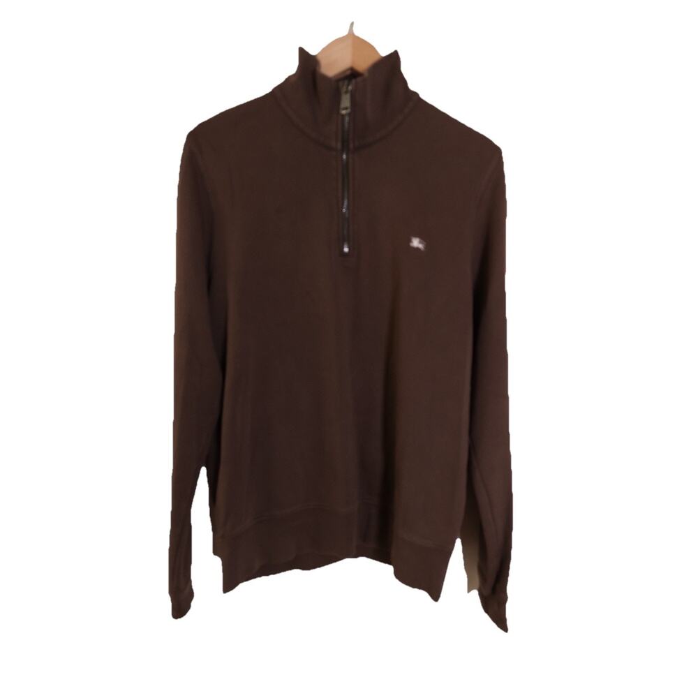 Burberry London Men's Quarter Zip Cotton Pullover In Brown Size M